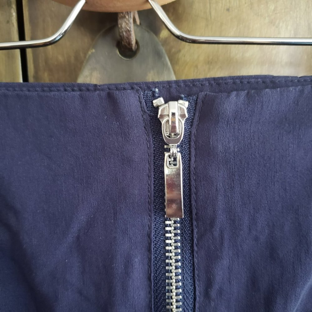 Dark Blue Mini Skirt With Centre Zipper Detail - Picture 2 of 6